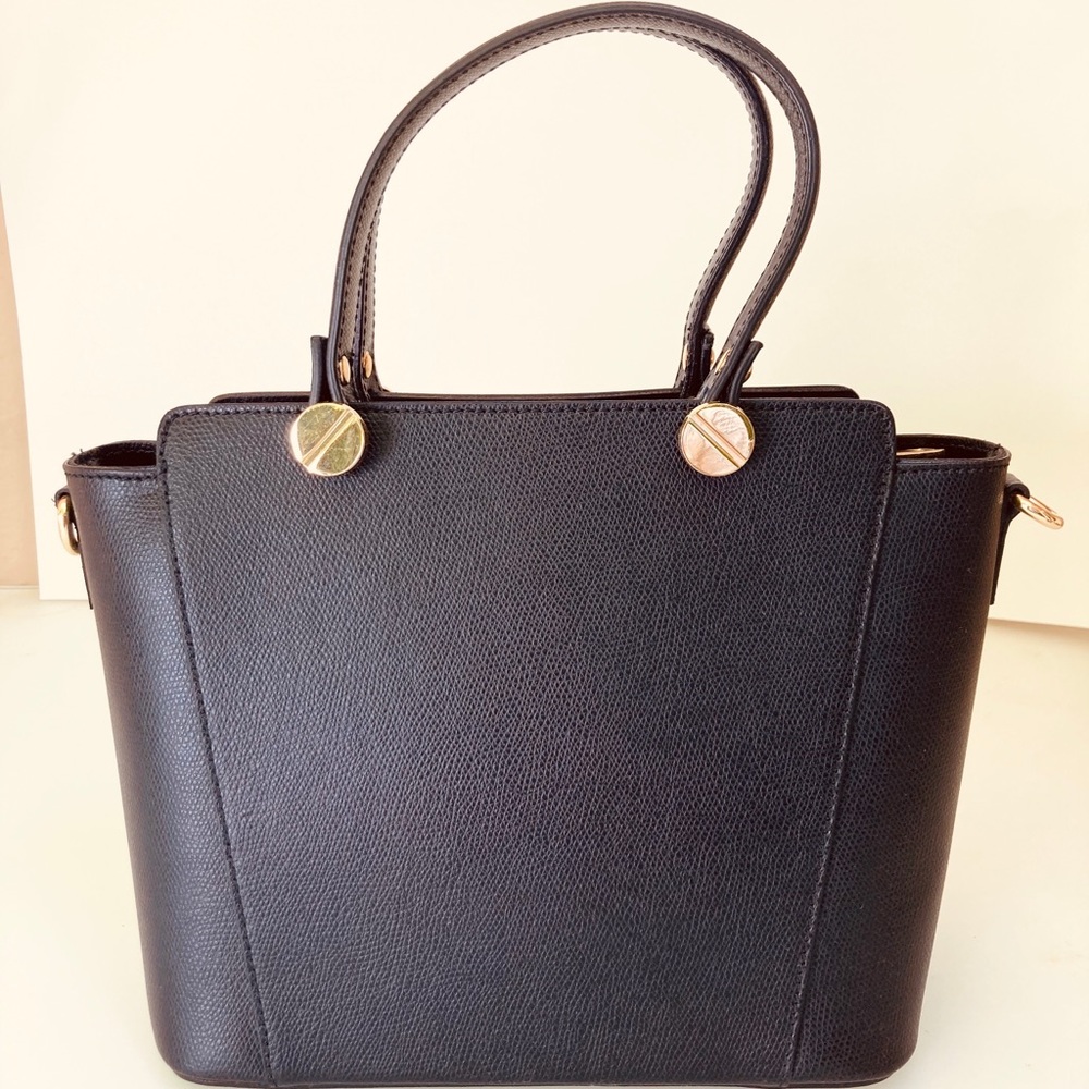Small black Hammered leather tote - Gold hardware